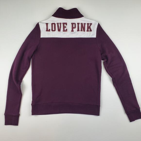 Pink Victoria's Secret 1/4 Zip Neck Athletic Pullover Sweatshirt Logo Sweater S - Picture 6 of 9